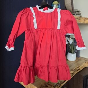 Cecil & Lou Red Dress Lace Detail Infant Size 3 Months 100% Cotton